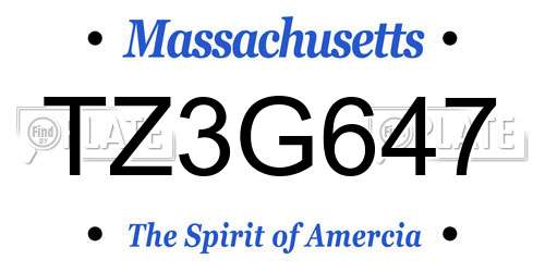 TZ3G647 Massachusetts License Plate