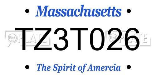 TZ3T026 Massachusetts License Plate