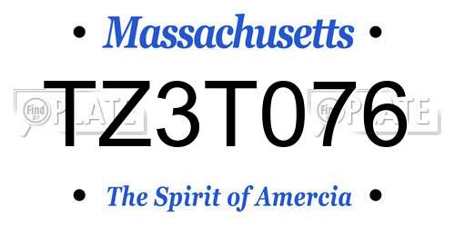 TZ3T076 Massachusetts License Plate