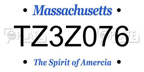 TZ3Z076 Massachusetts License Plate