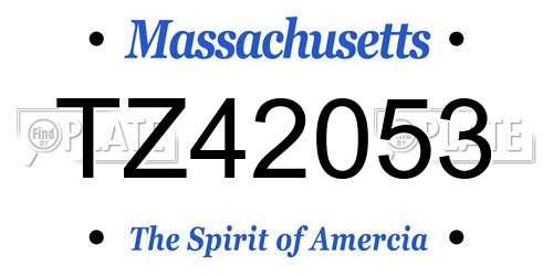 TZ42053 Massachusetts License Plate