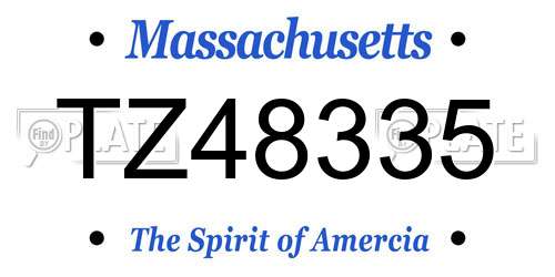 TZ48335 Massachusetts License Plate