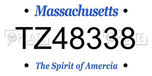 TZ48338 Massachusetts License Plate