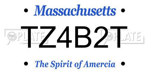 TZ4B2T Massachusetts License Plate