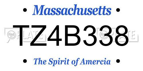 TZ4B338 Massachusetts License Plate