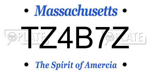 TZ4B7Z Massachusetts License Plate