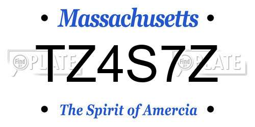 TZ4S7Z Massachusetts License Plate