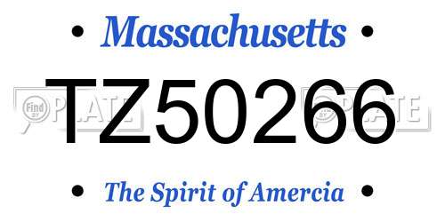 TZ50266 Massachusetts License Plate