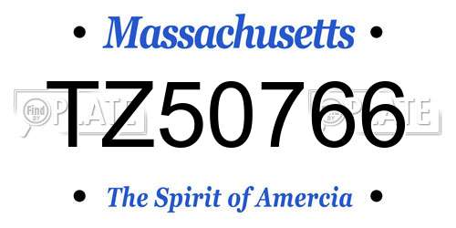 TZ50766 Massachusetts License Plate