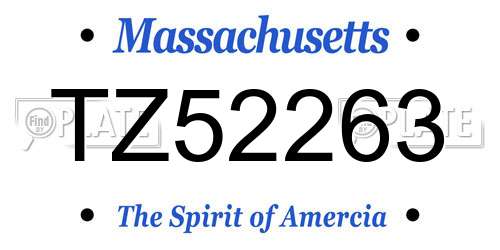 TZ52263 Massachusetts License Plate