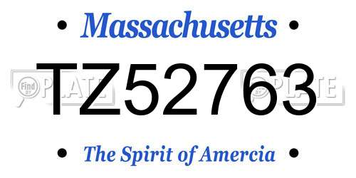 TZ52763 Massachusetts License Plate