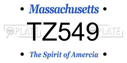 TZ549 Massachusetts License Plate