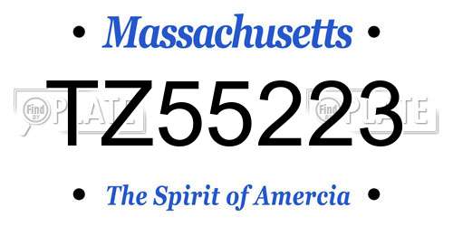 TZ55223 Massachusetts License Plate