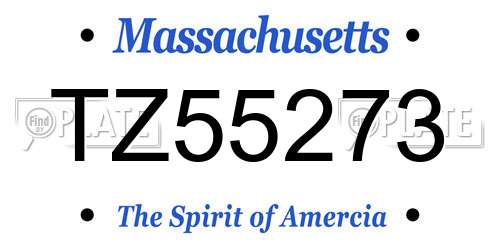 TZ55273 Massachusetts License Plate