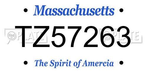 TZ57263 Massachusetts License Plate