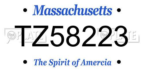 TZ58223 Massachusetts License Plate