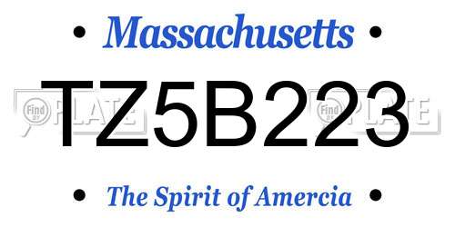 TZ5B223 Massachusetts License Plate