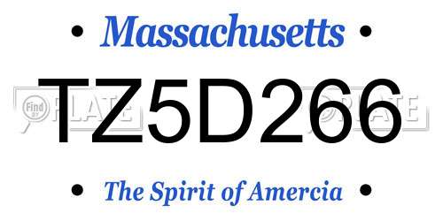 TZ5D266 Massachusetts License Plate