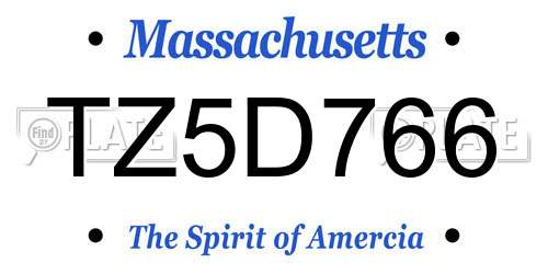 TZ5D766 Massachusetts License Plate