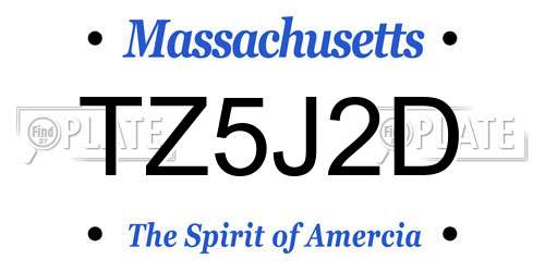 TZ5J2D Massachusetts License Plate