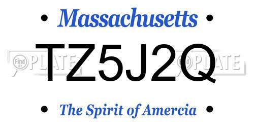 TZ5J2Q Massachusetts License Plate
