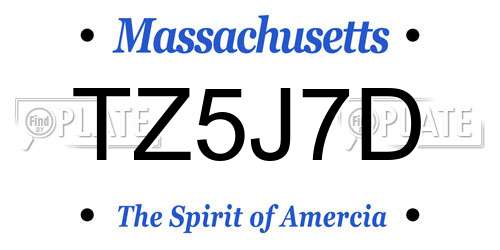 TZ5J7D Massachusetts License Plate