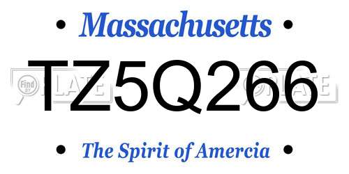 TZ5Q266 Massachusetts License Plate