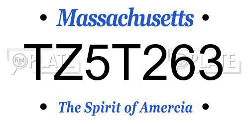 TZ5T263 Massachusetts License Plate