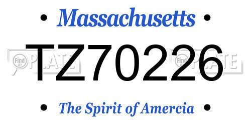 TZ70226 Massachusetts License Plate