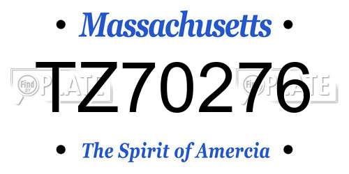 TZ70276 Massachusetts License Plate