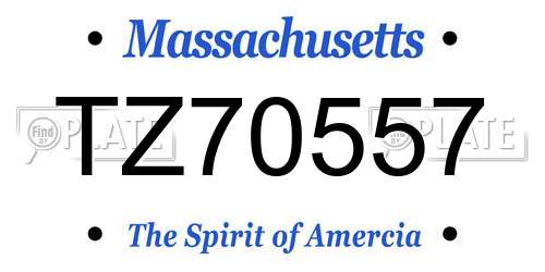 TZ70557 Massachusetts License Plate