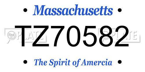 TZ70582 Massachusetts License Plate