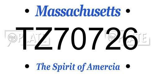 TZ70726 Massachusetts License Plate