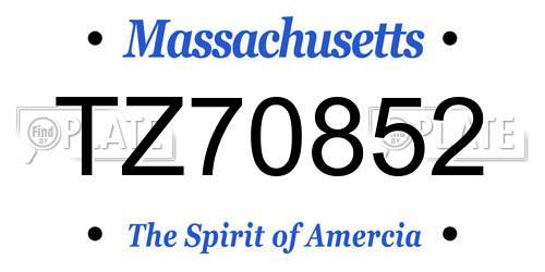 TZ70852 Massachusetts License Plate