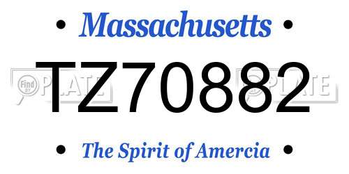 TZ70882 Massachusetts License Plate