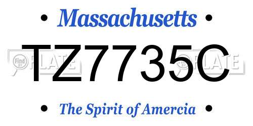 TZ7735C Massachusetts License Plate