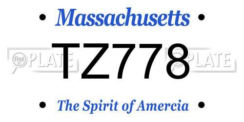 TZ778 Massachusetts License Plate