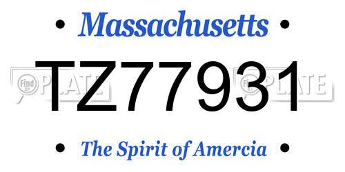 TZ77931 Massachusetts License Plate