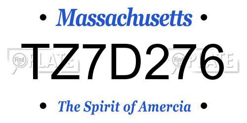 TZ7D276 Massachusetts License Plate