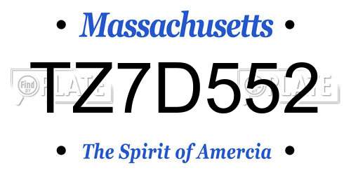 TZ7D552 Massachusetts License Plate