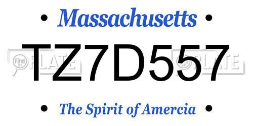 TZ7D557 Massachusetts License Plate