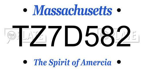 TZ7D582 Massachusetts License Plate