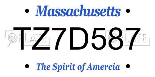 TZ7D587 Massachusetts License Plate
