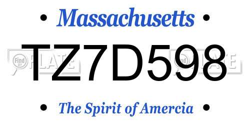 TZ7D598 Massachusetts License Plate