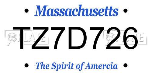 TZ7D726 Massachusetts License Plate