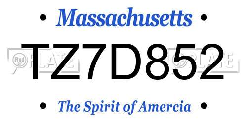 TZ7D852 Massachusetts License Plate
