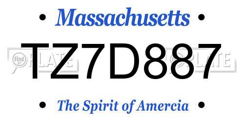 TZ7D887 Massachusetts License Plate