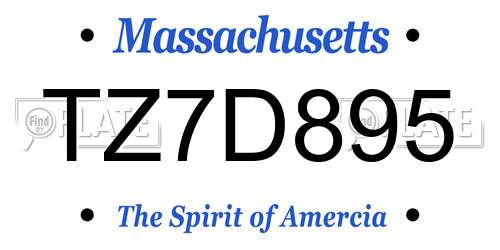TZ7D895 Massachusetts License Plate