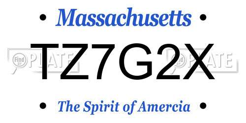TZ7G2X Massachusetts License Plate