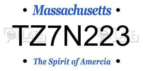 TZ7N223 Massachusetts License Plate